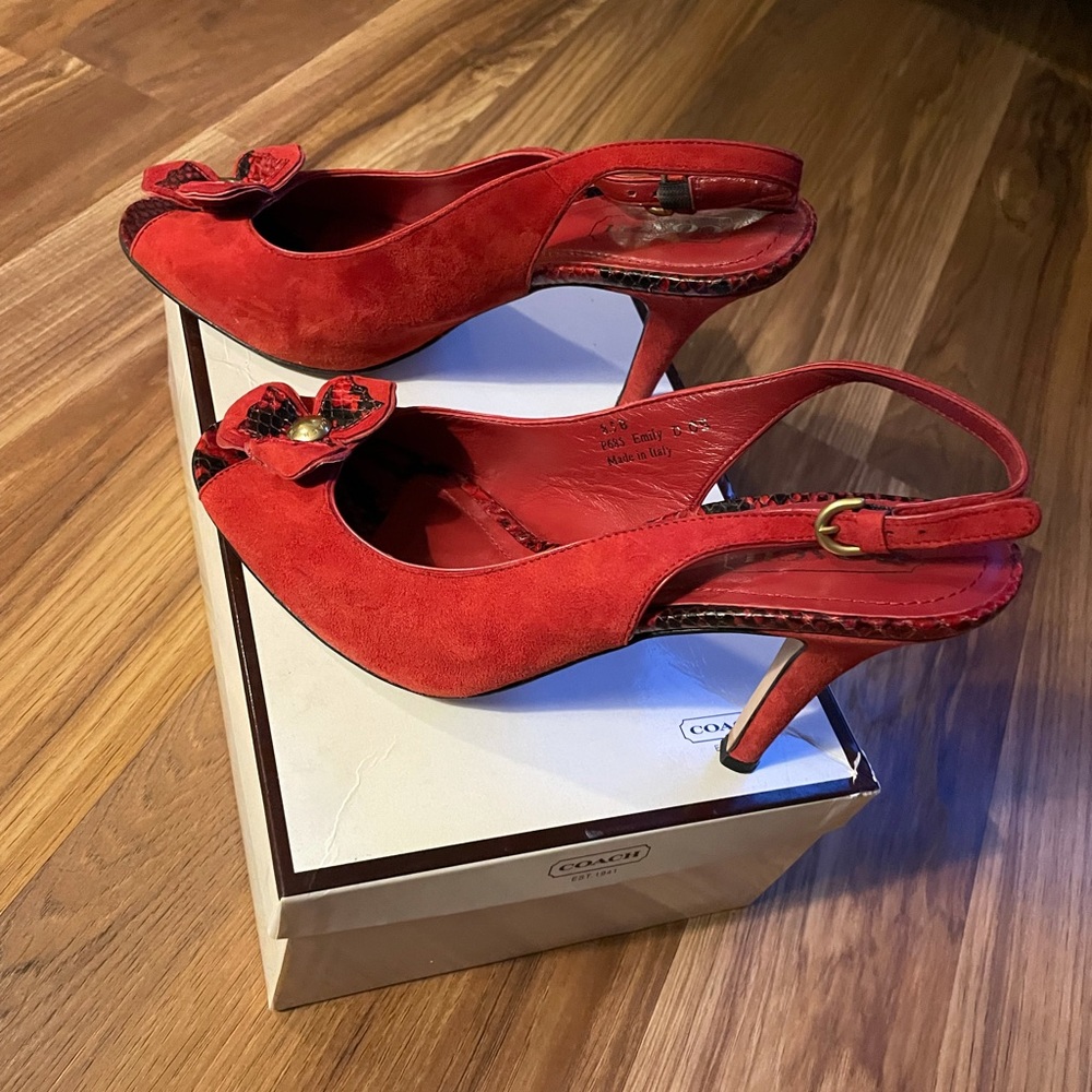 Authentic —Stunning Red Coach heels.